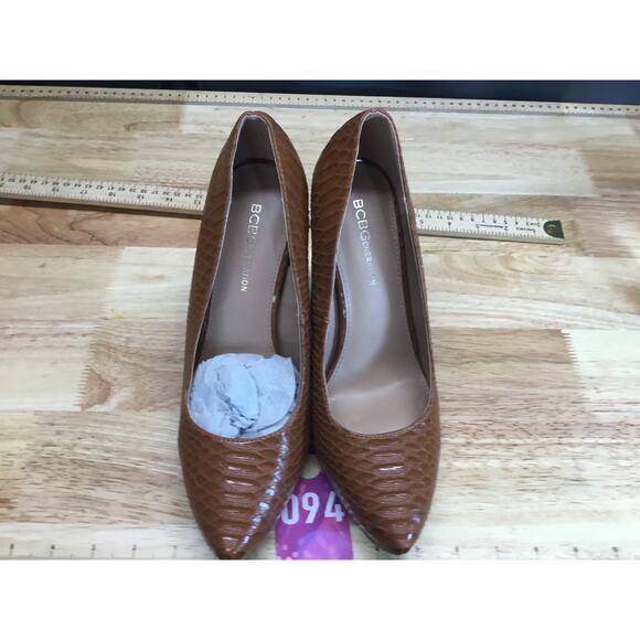 BCBGeneration Penni Heels Women's 9 Brown Snake Skin Slip-On Platform Pump - Picture 5 of 8